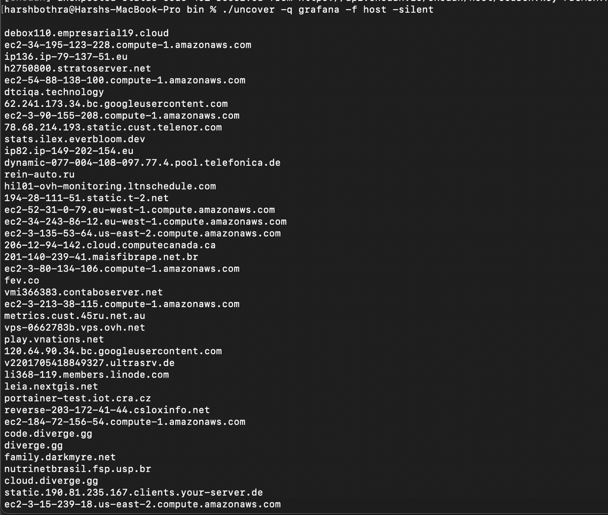 Uncover Use How to use Uncover: Quickly discover exposed hosts using multiple ...